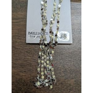 Brilliance fine jewelry Sterling Sliver flat cable 3 strands necklace italy